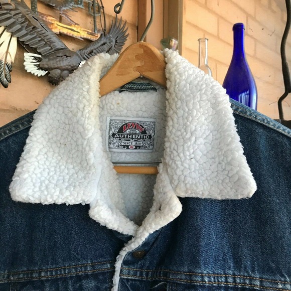 Levi’s 42L Authentic Jean Jacket Sherpa vintage Denim Cowboy Trucker#706080216